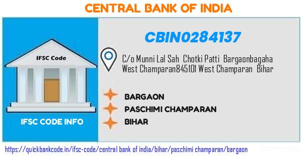 Central Bank of India Bargaon CBIN0284137 IFSC Code