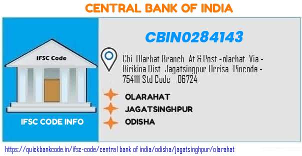 Central Bank of India Olarahat CBIN0284143 IFSC Code