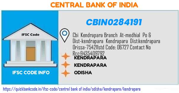 Central Bank of India Kendrapara CBIN0284191 IFSC Code