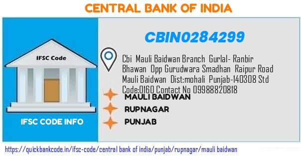 Central Bank of India Mauli Baidwan CBIN0284299 IFSC Code