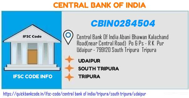 Central Bank of India Udaipur CBIN0284504 IFSC Code