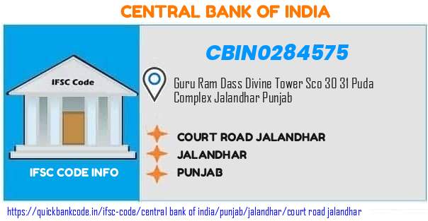 Central Bank of India Court Road Jalandhar CBIN0284575 IFSC Code