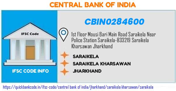 Central Bank of India Saraikela CBIN0284600 IFSC Code