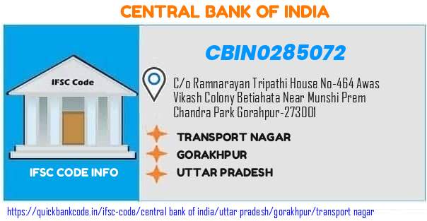 Central Bank of India Transport Nagar CBIN0285072 IFSC Code