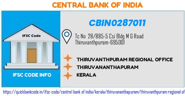 Central Bank of India Thiruvanthpuram Regional Office CBIN0287011 IFSC Code