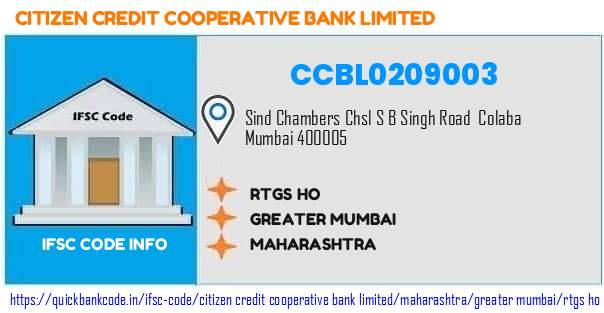Citizen Credit Cooperative Bank Rtgs Ho CCBL0209003 IFSC Code
