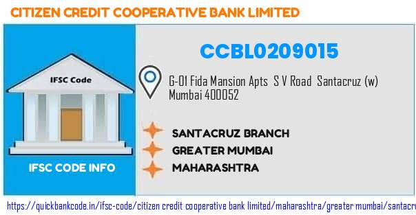Citizen Credit Cooperative Bank Santacruz Branch CCBL0209015 IFSC Code