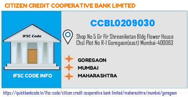 CCBL0209030 Citizen Credit Co-operative Bank. GOREGAON