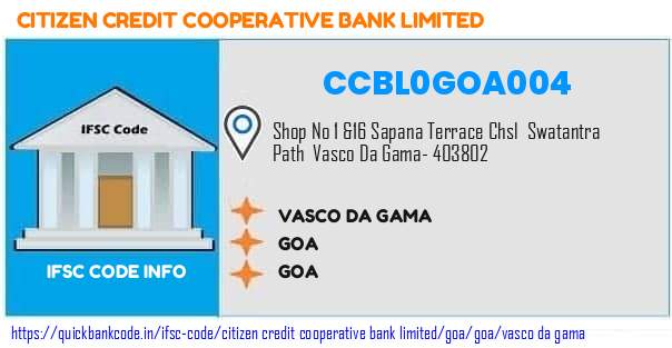 CCBL0GOA004 Citizen Credit Co-operative Bank. VASCO DA GAMA