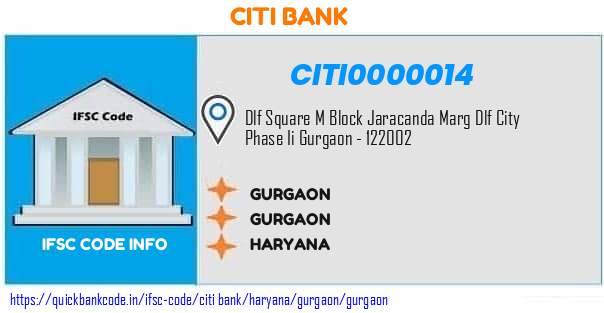 Citi Bank Gurgaon CITI0000014 IFSC Code