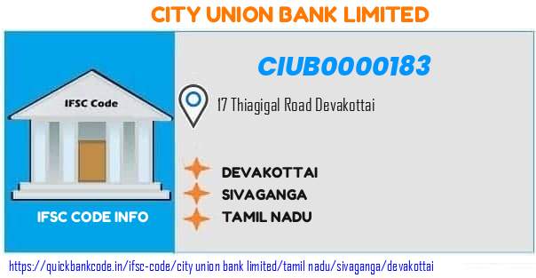 City Union Bank Devakottai CIUB0000183 IFSC Code
