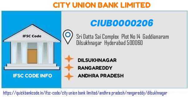 City Union Bank Dilsukhnagar CIUB0000206 IFSC Code