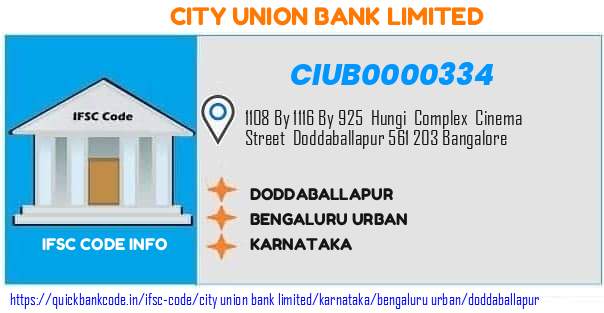 City Union Bank Doddaballapur CIUB0000334 IFSC Code