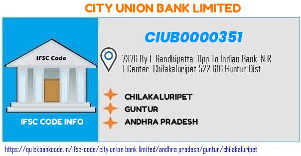 City Union Bank Chilakaluripet CIUB0000351 IFSC Code