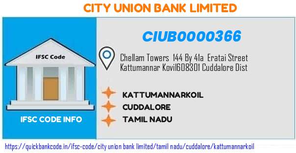 City Union Bank Kattumannarkoil CIUB0000366 IFSC Code
