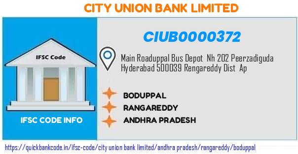 City Union Bank Boduppal CIUB0000372 IFSC Code