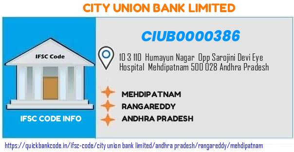 CIUB0000386 City Union Bank. MEHDIPATNAM