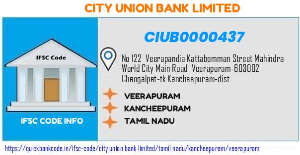 City Union Bank Veerapuram CIUB0000437 IFSC Code