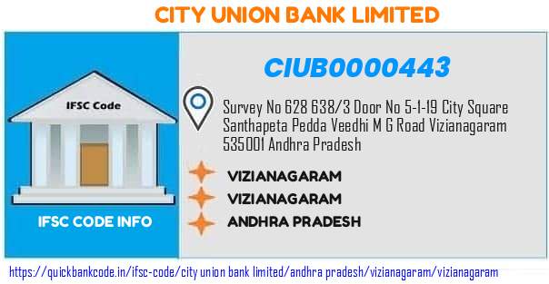 City Union Bank Vizianagaram CIUB0000443 IFSC Code