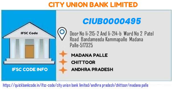 City Union Bank Madana Palle CIUB0000495 IFSC Code