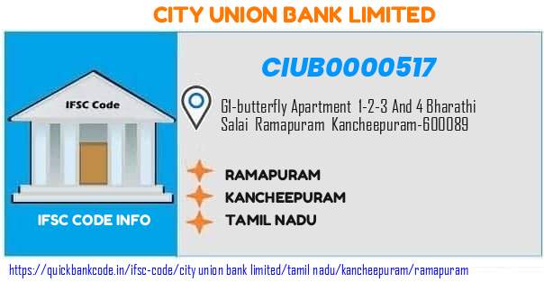 City Union Bank Ramapuram CIUB0000517 IFSC Code