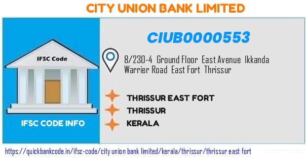 City Union Bank Thrissur East Fort CIUB0000553 IFSC Code