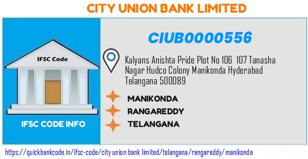 City Union Bank Manikonda CIUB0000556 IFSC Code