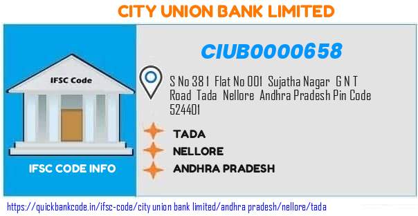 City Union Bank Tada CIUB0000658 IFSC Code