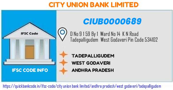City Union Bank Tadepalligudem CIUB0000689 IFSC Code