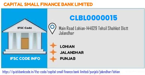 Capital Small Finance Bank Lohian CLBL0000015 IFSC Code