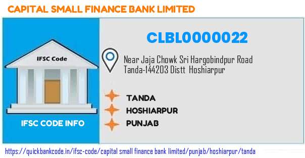 Capital Small Finance Bank Tanda CLBL0000022 IFSC Code