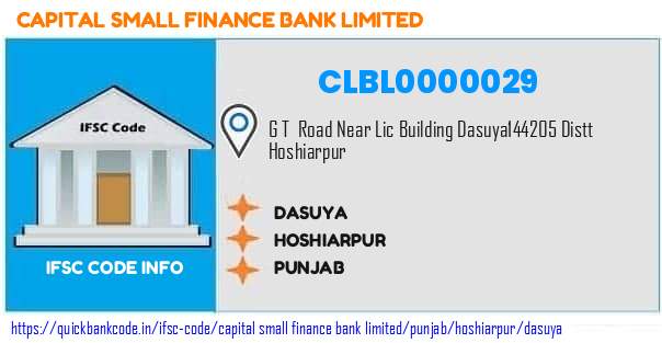 Capital Small Finance Bank Dasuya CLBL0000029 IFSC Code