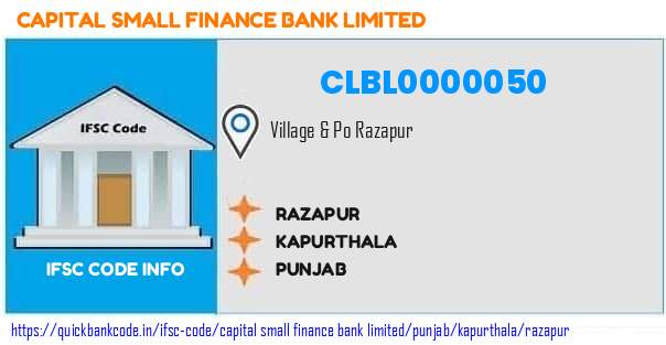 Capital Small Finance Bank Razapur CLBL0000050 IFSC Code