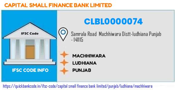 Capital Small Finance Bank Machhiwara CLBL0000074 IFSC Code