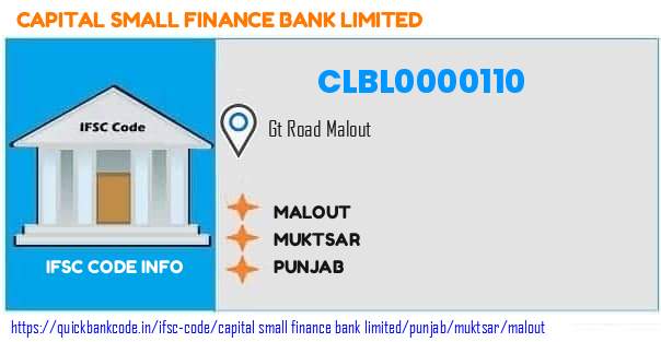 Capital Small Finance Bank Malout CLBL0000110 IFSC Code