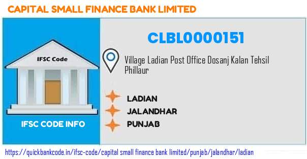 Capital Small Finance Bank Ladian CLBL0000151 IFSC Code