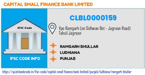 Capital Small Finance Bank Ramgarh Bhullar CLBL0000159 IFSC Code