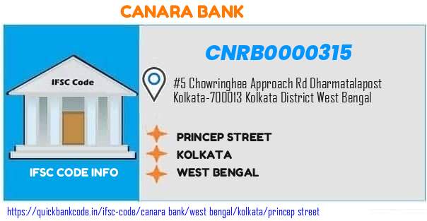 CNRB0000315 Canara Bank. PRINCEP STREET