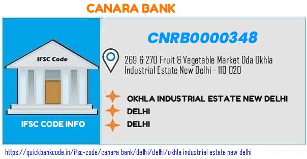 Canara Bank Okhla Industrial Estate New Delhi CNRB0000348 IFSC Code