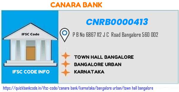 Canara Bank Town Hall Bangalore CNRB0000413 IFSC Code