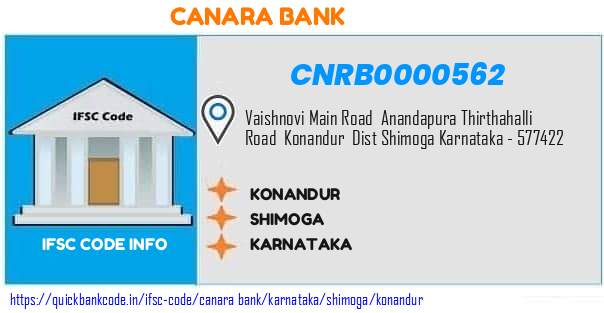 Canara Bank Konandur CNRB0000562 IFSC Code