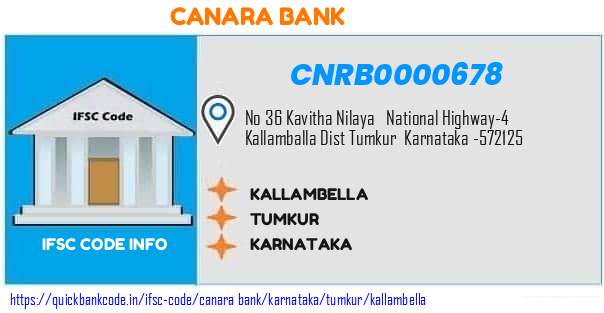 Canara Bank Kallambella CNRB0000678 IFSC Code