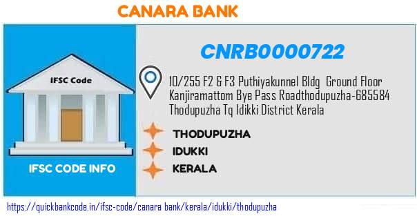 Canara Bank Thodupuzha CNRB0000722 IFSC Code