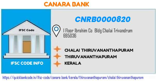 Canara Bank Chalai Thiruvananthapuram CNRB0000820 IFSC Code