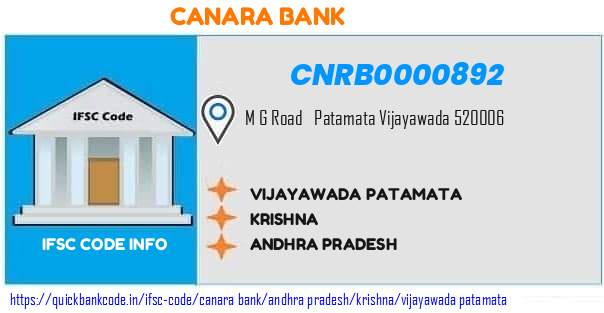 Canara Bank Vijayawada Patamata CNRB0000892 IFSC Code