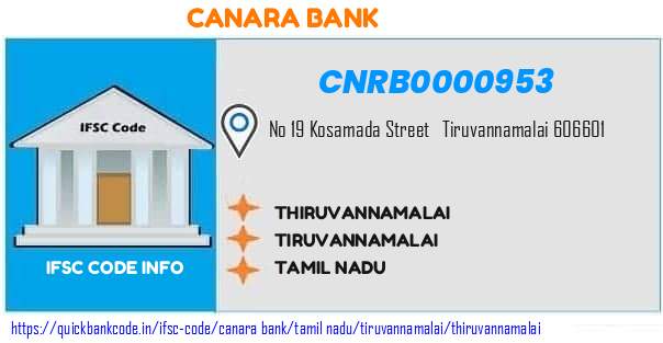 Canara Bank Thiruvannamalai CNRB0000953 IFSC Code