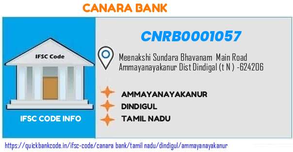 Canara Bank Ammayanayakanur CNRB0001057 IFSC Code