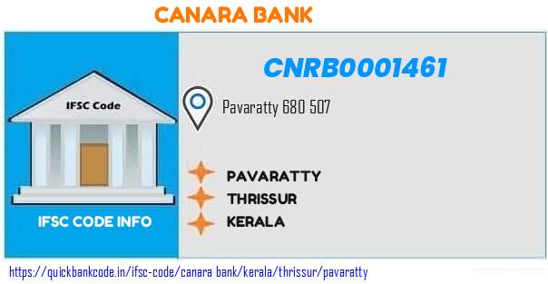 CNRB0001461 Canara Bank. PAVARATTY