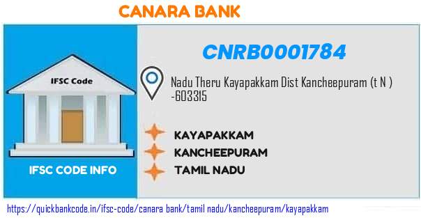 Canara Bank Kayapakkam CNRB0001784 IFSC Code