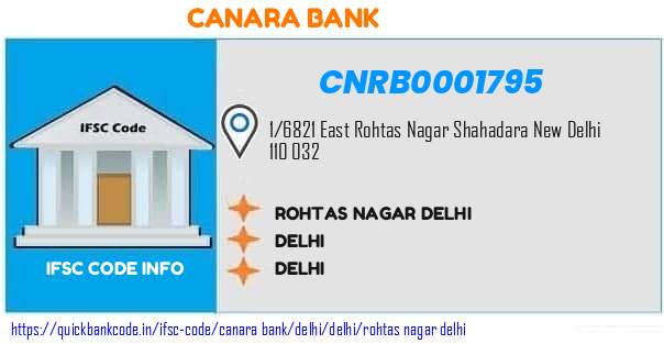 Canara Bank Rohtas Nagar Delhi CNRB0001795 IFSC Code